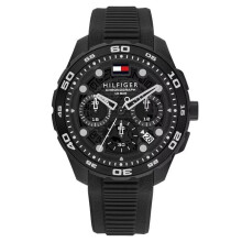 Tommy Hilfiger Men's TH-Regatta Chronograph Watch 1792233 Black Silicone Strap