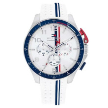 Reloj Cronógrafo de Hombre Tommy Hilfiger Bank 1792167 Esfera Blanca Correa de Silicona