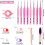 Crochet Hooks Set Pink Gradient Aluminum 34PCS 2.5-6.0mm 3