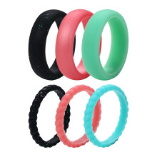 Silicone Wedding Ring for Women 3mm Thin Braided Band Size 8