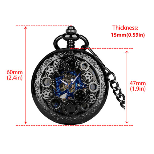 Skeleton Pocket Watch Roman Numerals Mechanical 1pc 2
