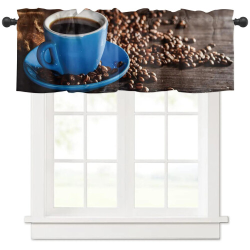Coffee Cup Pattern Curtains for Living Room Kitchen Bedroom 2
