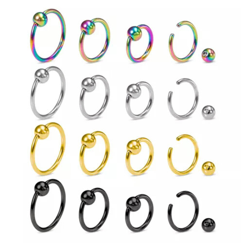 Captive Bead Ring BCR Ear Hoop 16G 6mm 10Pcs Rainbow 2