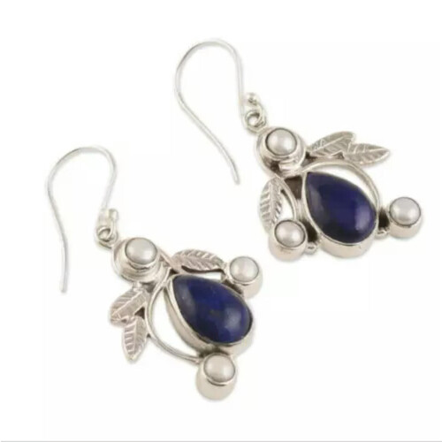 Boho Drop Earrings Women 925 Silver Tourmaline Pair 1