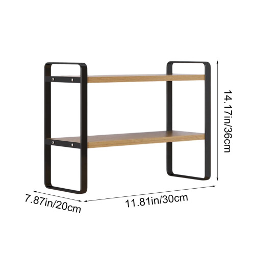 Wooden Bookshelf 2-Tier Modern Open Shelf Stand 2