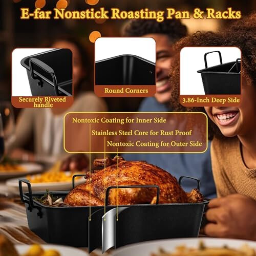 Stainless Steel Roasting Pan with V-Rack and Cooling Rack 2