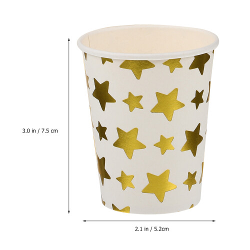 NICEXMAS Gold Paper Cups Star Pattern 100 Pcs 1
