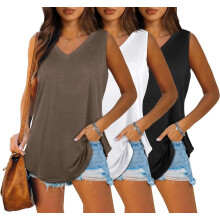Women's V-Neck Tank Tops Loose Sleeveless Summer Top Pack