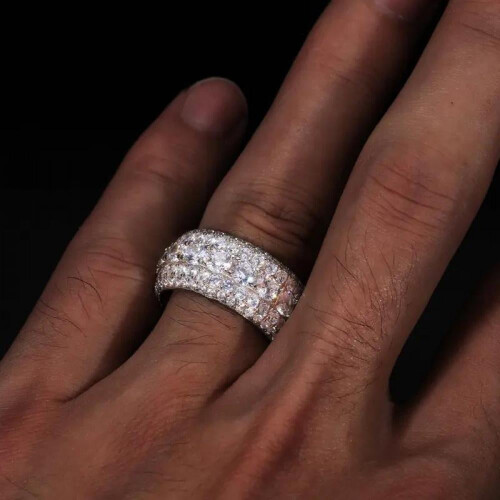 Moissanite Ring for Men S925 Sterling Silver Pave Setting 2