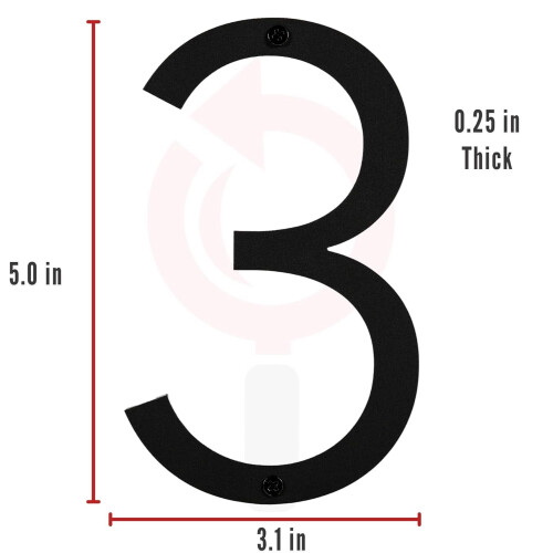 Modern Matte Black 3D House Numbers 5 inch 1