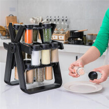 Household Rotating Storage Rack Rotating Glass Spice Rack Set Kitchen Storage Rack Spice Storage Rack Seasoning Storage