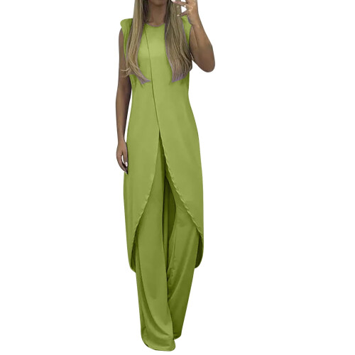 Women's Green Lounge Set Blouse and Pants 2-Piece 1