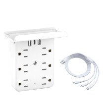 Multiprise Murale 10 en 1 avec Veilleuse, Rangement de Bureau et Prise Américaine pour la Maison ou le Bureau A