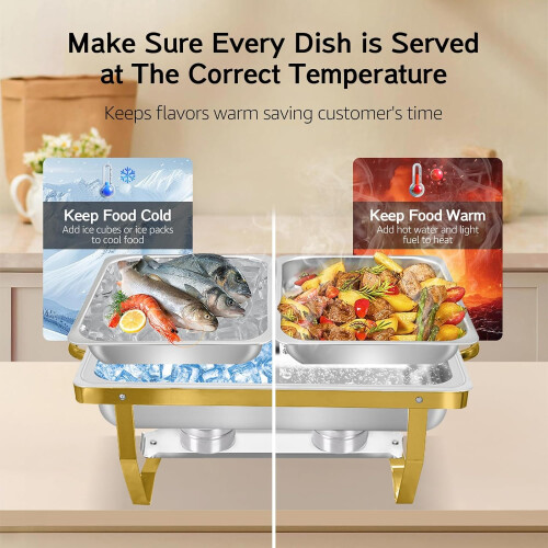 Chafing Dish Set Stainless Steel 8QT 2 Pack with 4 1