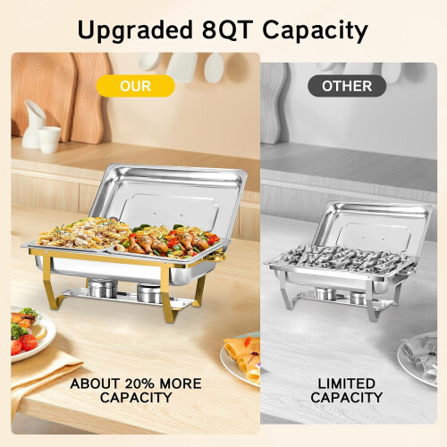 Chafing Dish Set Stainless Steel 8QT 2 Pack with 4 2
