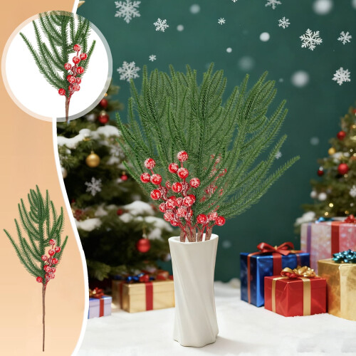 Christmas Pine Cone and Red Berry Picks 15 inch 1