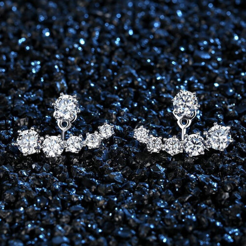 925 Sterling Silver Stud Earrings with Cubic Zirconia for 1