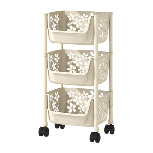 3-Tier Rolling Storage Cart with Wheels, Brakes, Adjustable 1