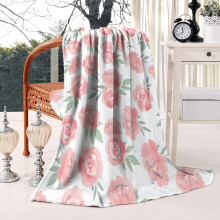 Vintage Floral Throw Blanket Pink Rose Peony 50x60 in
