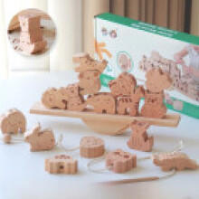 (Color Box)Classic Wooden Seesaw With Building Beads For Early Childhood Play Educational