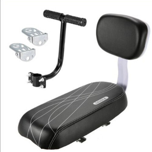 Bicycle rear saddle with backrest, handle, and pedals blue 2