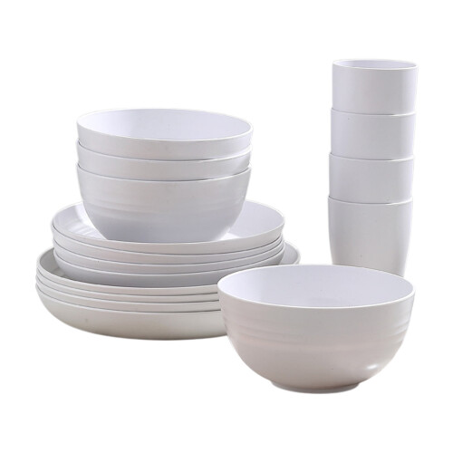 EGYMEN Solid Color Plastic Tableware Set 16-Pc 1