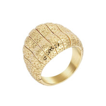 Women's Stainless Steel Wedding Band with Grooved Dome
