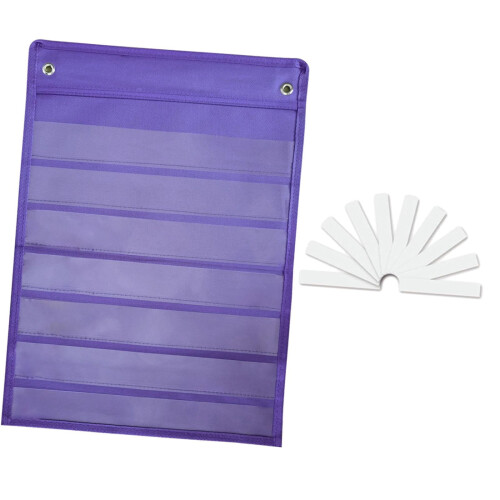 Classroom Pocket Chart Purple 7 Rows 10 Dry Erase Cards 2