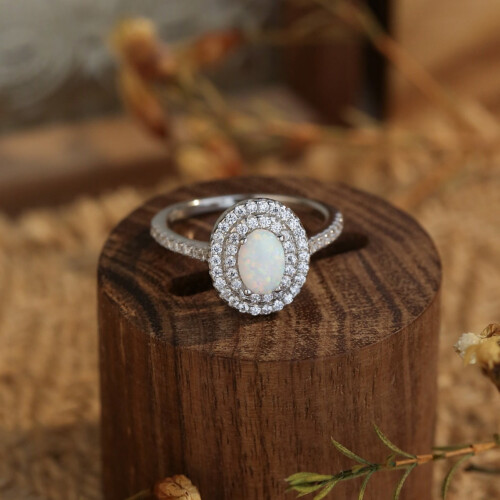 APIPEE Sterling Silver Opal Ring for Women 1 2
