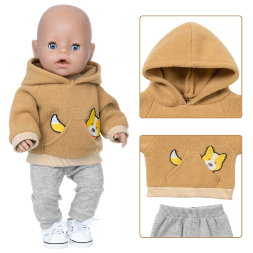 Doll Clothes Outfit Set Polyester Hooded Sweatshirt and 2