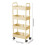 4-Tier Yellow Kitchen Storage Cart with Armrests and Wheels 2