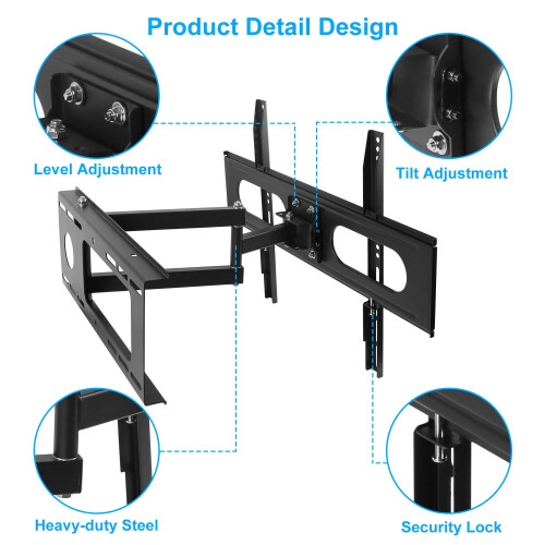 TV Wall Mount for 37-70 Inch Full Motion Bracket with 90 2