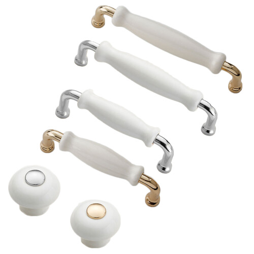 White Zinc Alloy Cabinet Handle with Screws 10 Pack 1