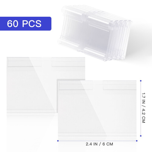 Clip-on Shelf Labels Transparent PVC 60 Pieces 1