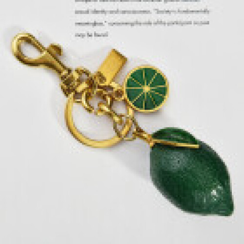 (Green) Fruit Summer Keychain With Electroplated Alloy And Lemon Pattern Decor Bag For