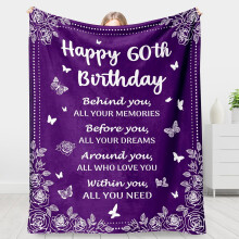 Purple 60th Birthday Blanket for Women 60x50 inches