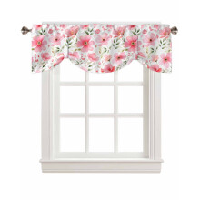 Watercolor Pink Flower Tie-Up Valance Rod Pocket Adjustable