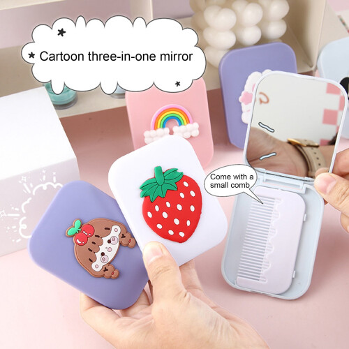 2-in-1 Makeup Mirror with Comb, Foldable Portable Vanity 2