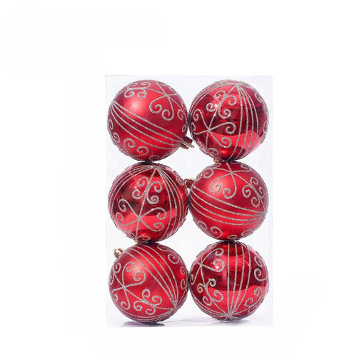 Christmas Balls Red Silver Plastic Ornaments Set 6pcs 1