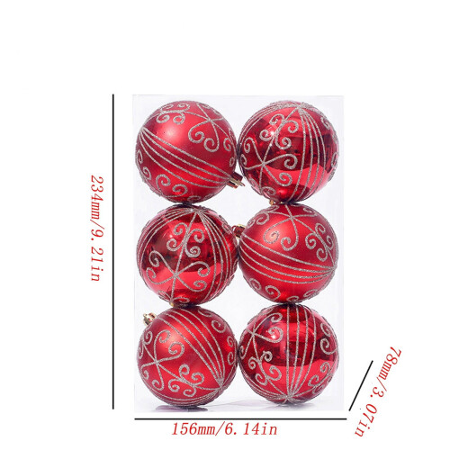Christmas Balls Red Silver Plastic Ornaments Set 6pcs 2