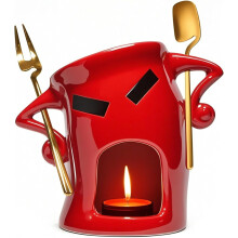 Chocolate Fondue Mug with Forks Ceramic 1pc