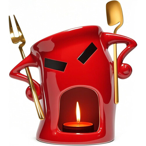 Chocolate Fondue Mug with Forks Ceramic 1pc