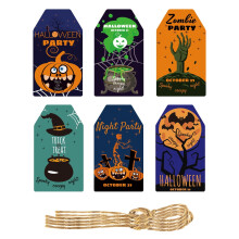 Halloween Paper Tags with String 60 Pcs