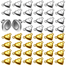 Heart-Shaped Magnetic Clasps Gold/Silver 48 Pcs
