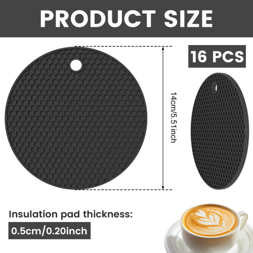 Silicone Trivets Mat Heat-Resistant Round 16PCS 1