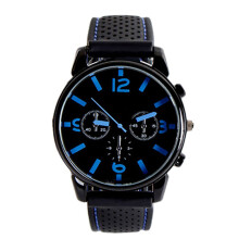 Men's Analog Quartz Watch with Numeral Dial and Blue