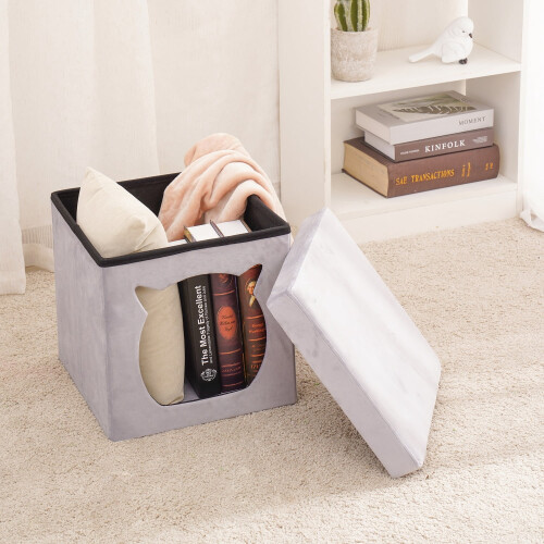 Velvet Pet Ottoman Cube Cat House Gray Square 2