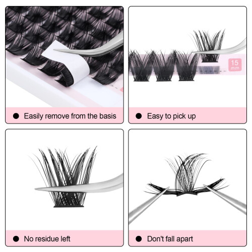 Cluster Lashes Extensions, 144Pcs Individual Clusters Lashes D Curl 10mm 2