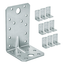 OMIDEAS 10 x Angle Brackets (90 x 50 x 55 x 2) Heavy Duty Corner Sleeper Bracket with Beading Timber Wood Metal Joining Fixing L Galvanised Steel She