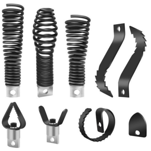 Drain Snake Drill Attachments Steel Black 8PCS